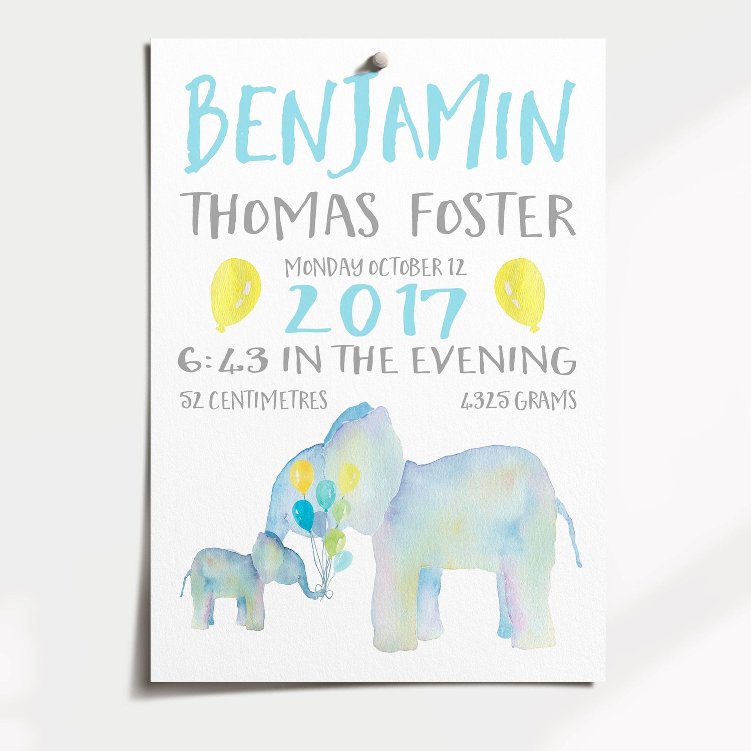 Elephant Birth Print