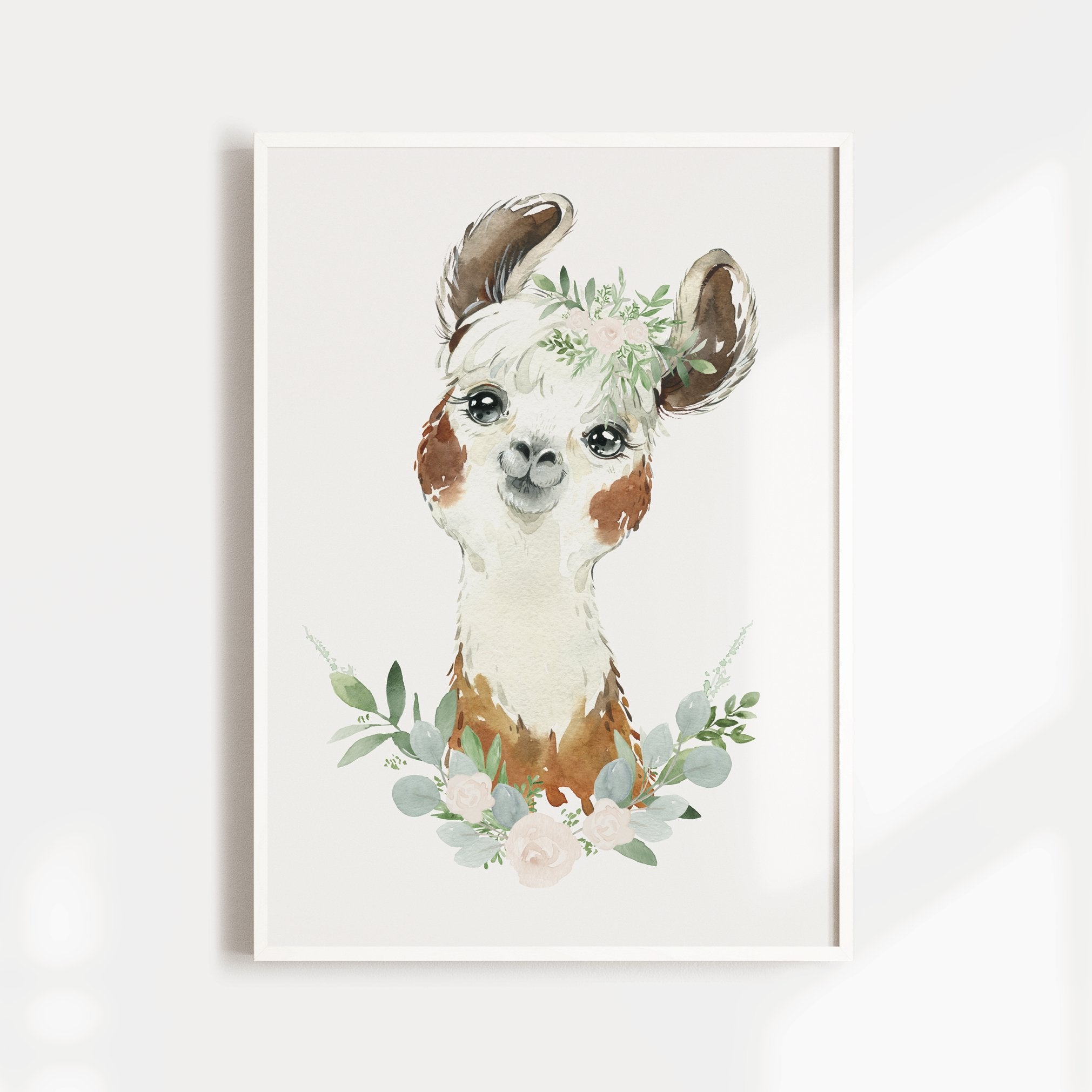 Floral Baby Llama Print
