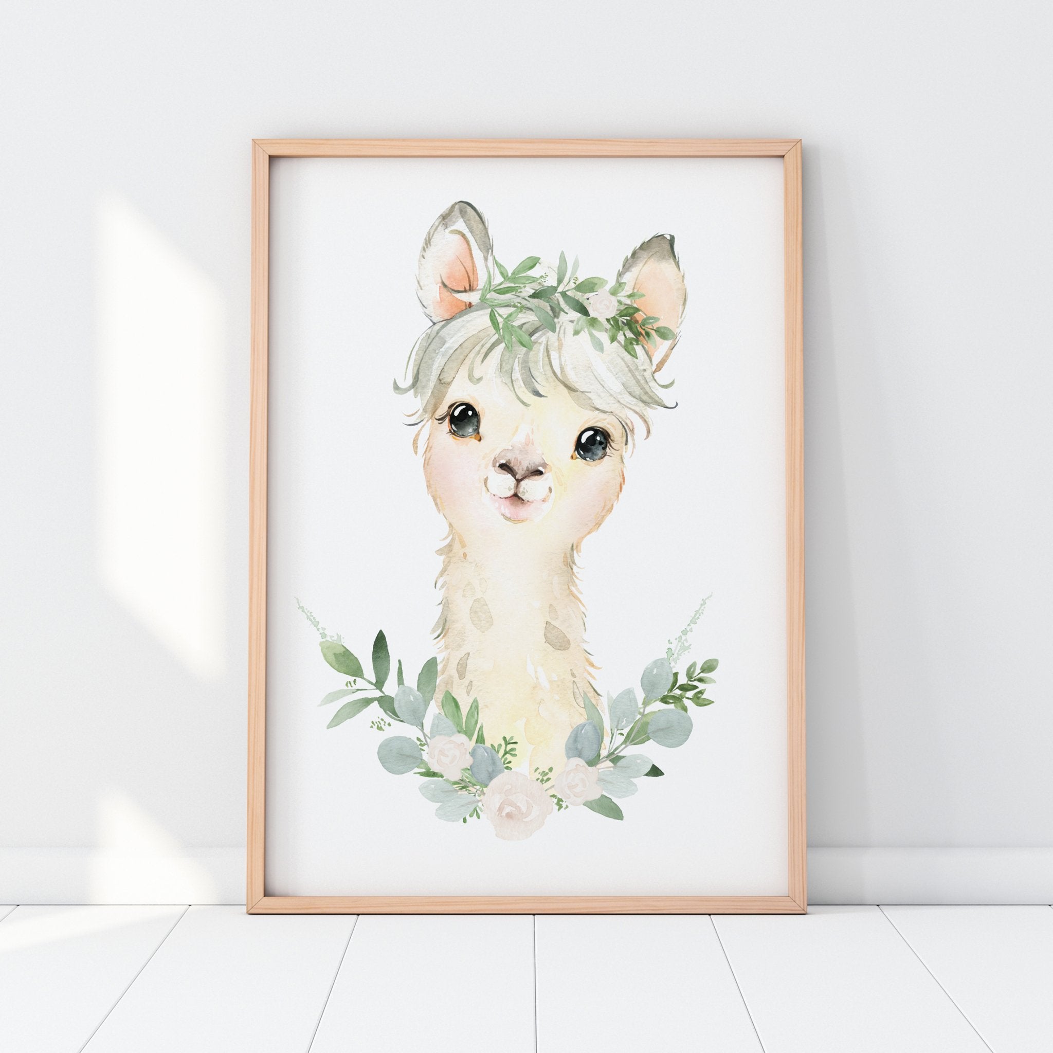 Floral Baby Llama Print