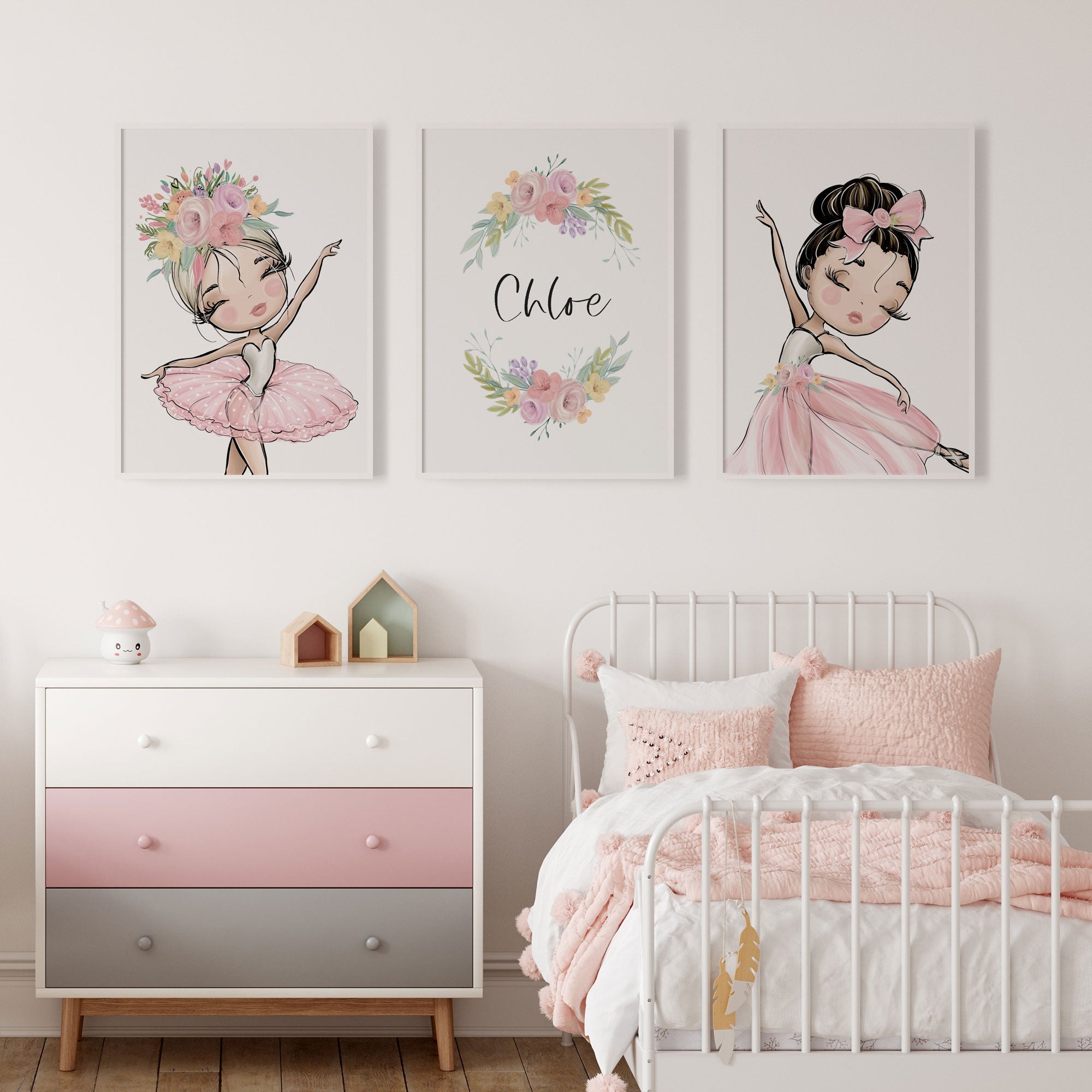 Floral Ballerinas & Name Prints