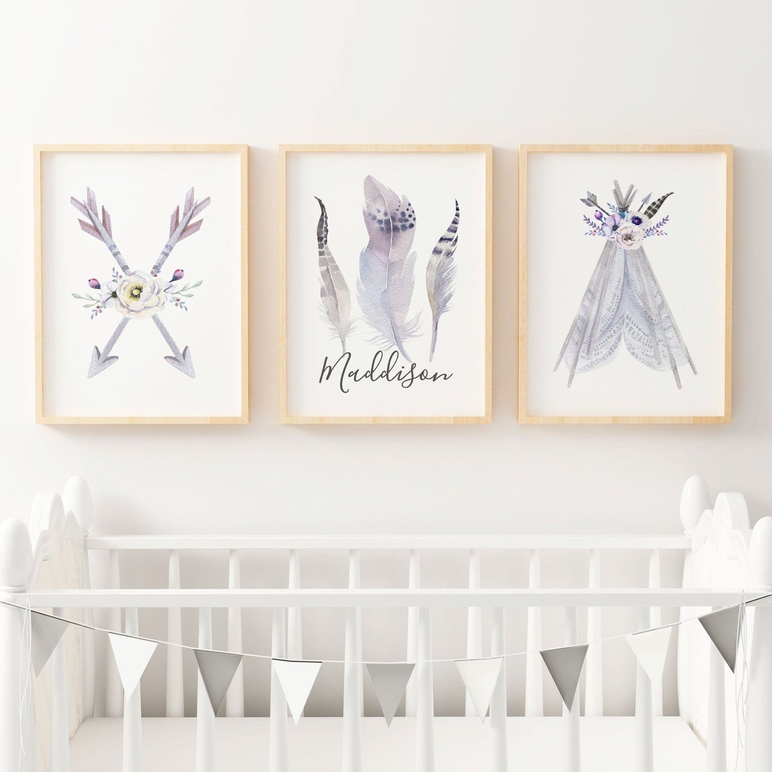 Floral Teepee, Arrow & Feather Name Prints