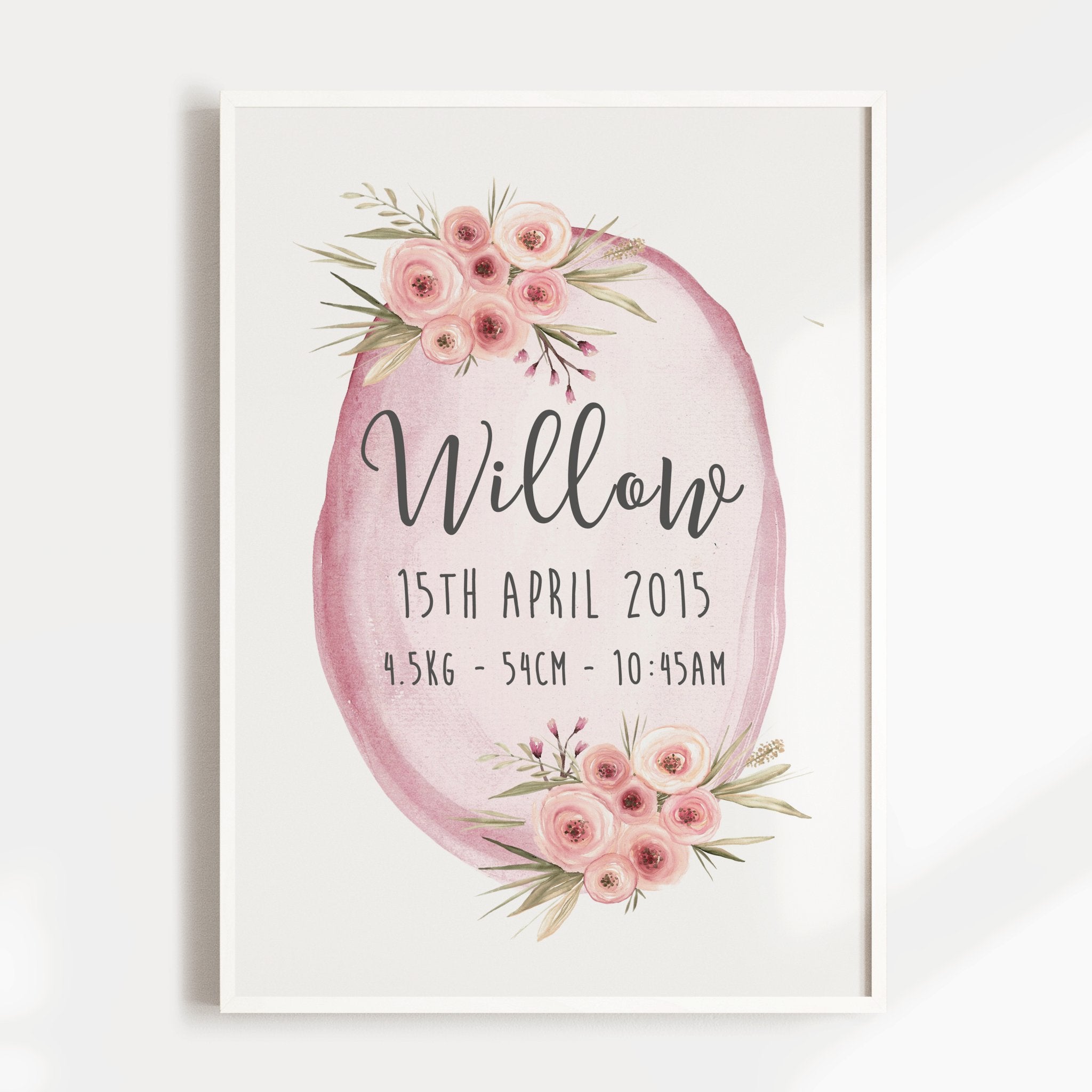 Floral Woodland Birth Print