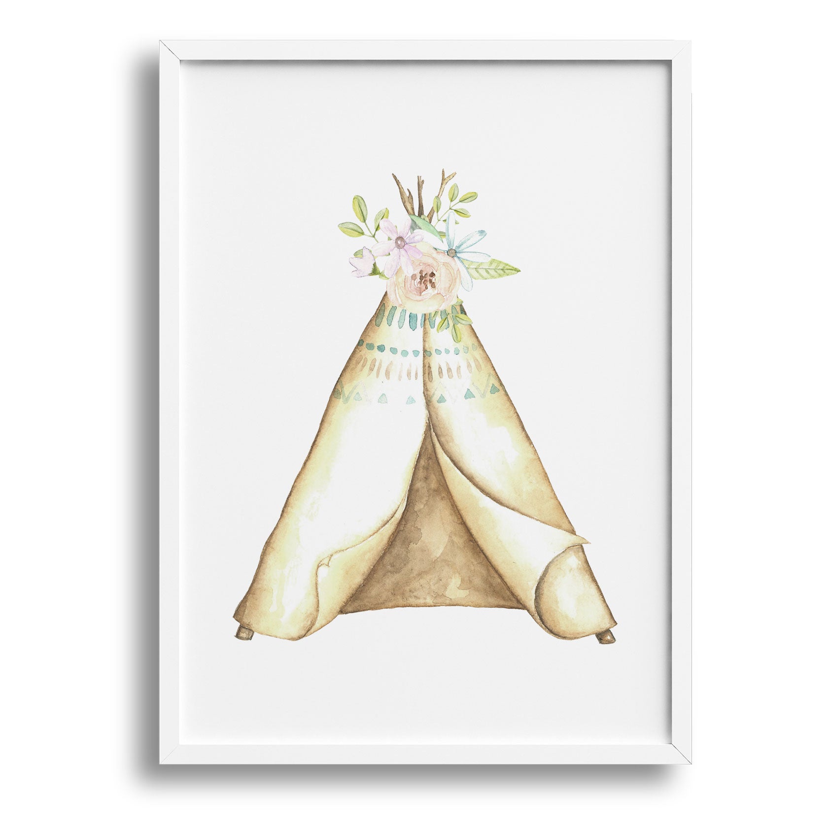 Floral Woodland Teepee Art Print