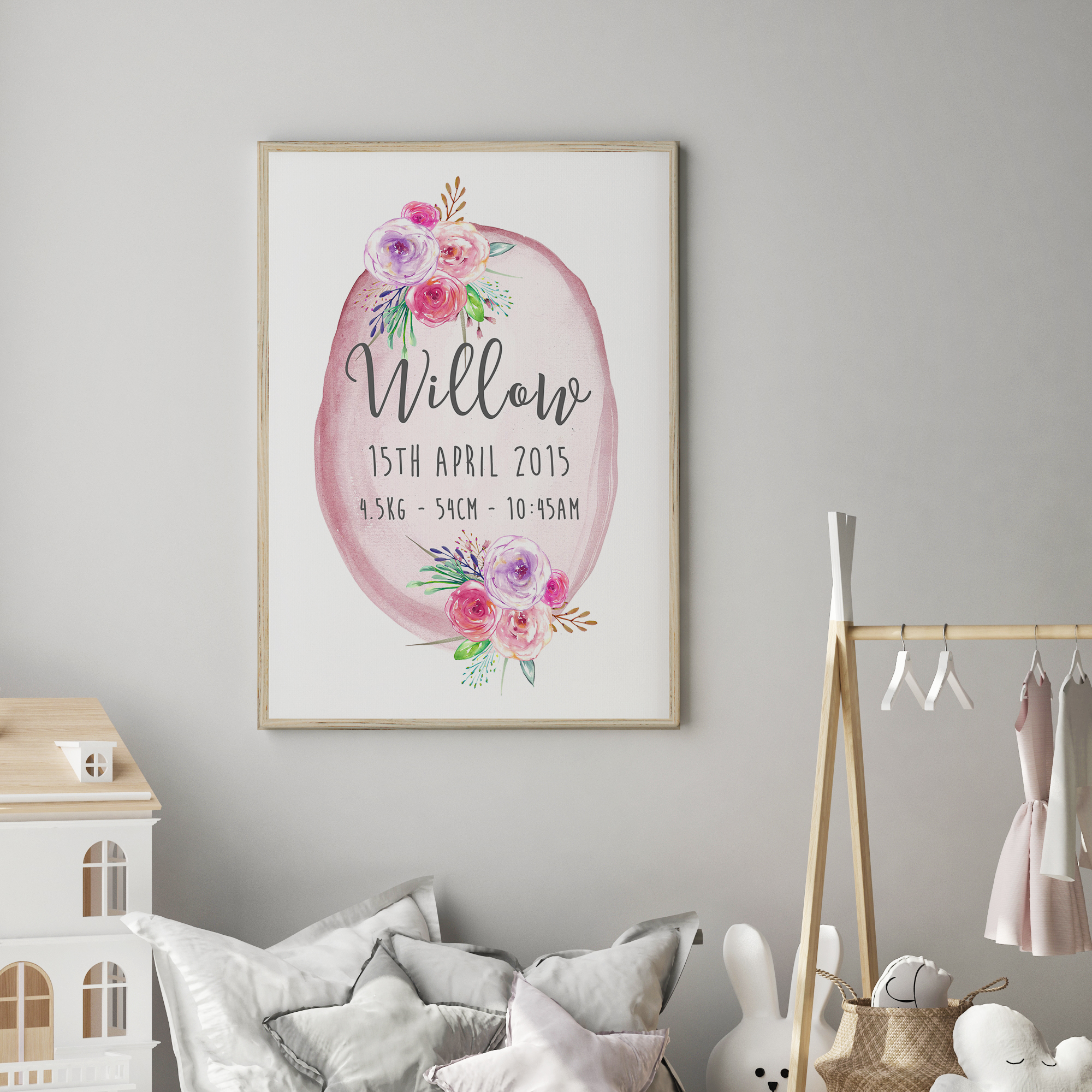 Woodland Floral Birth Print
