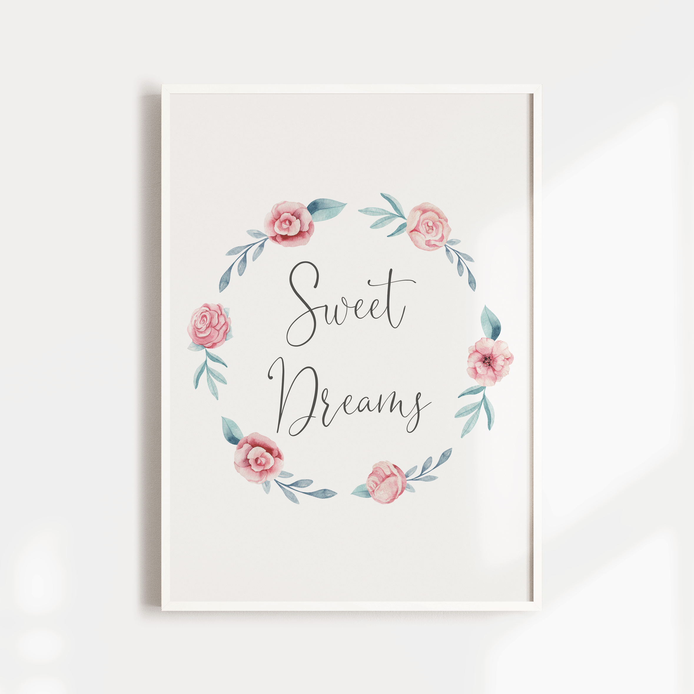 Pink Floral Watercolour Swans & Sweet Dreams Prints
