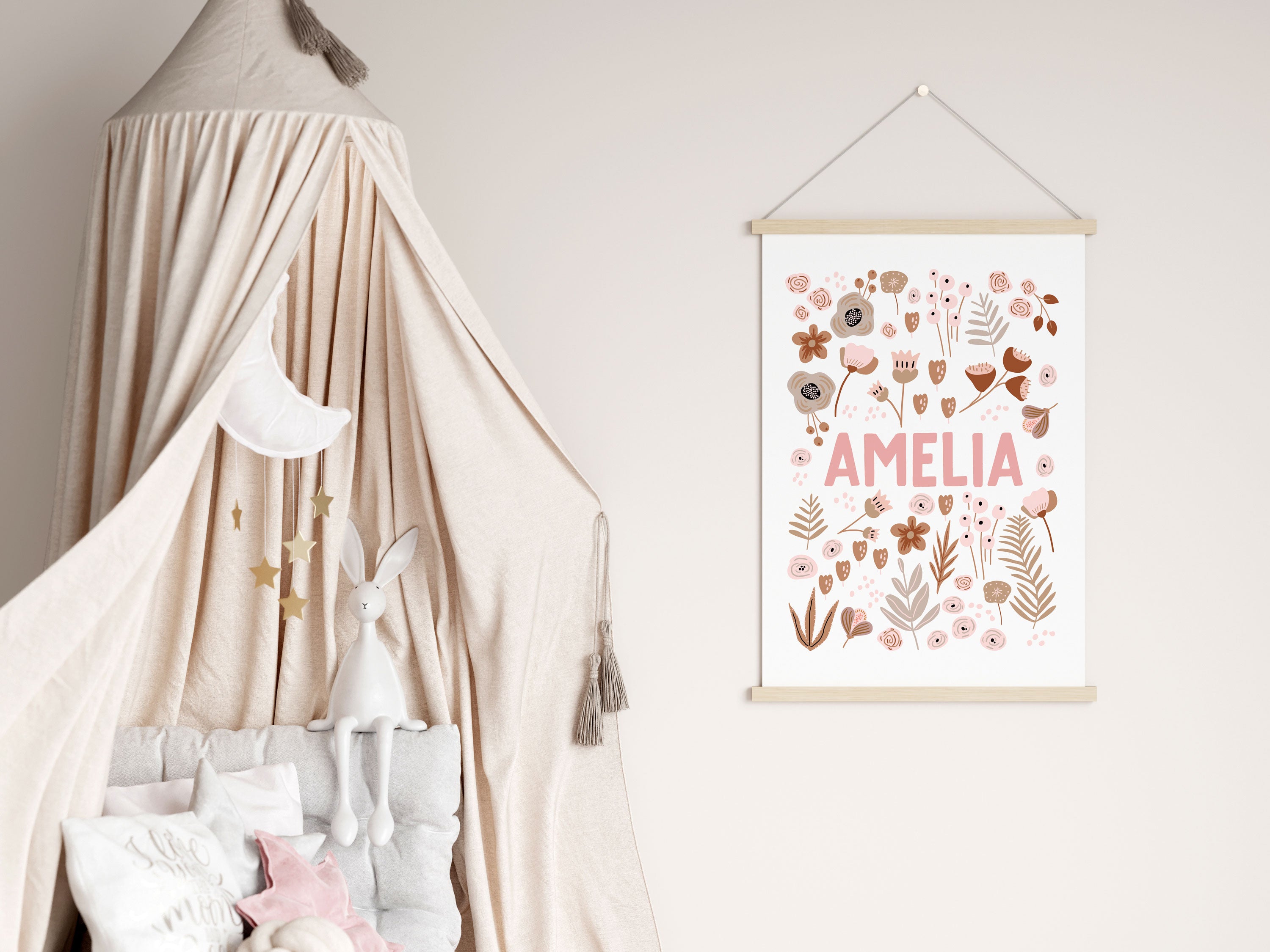 Pink Wildflower Name Print