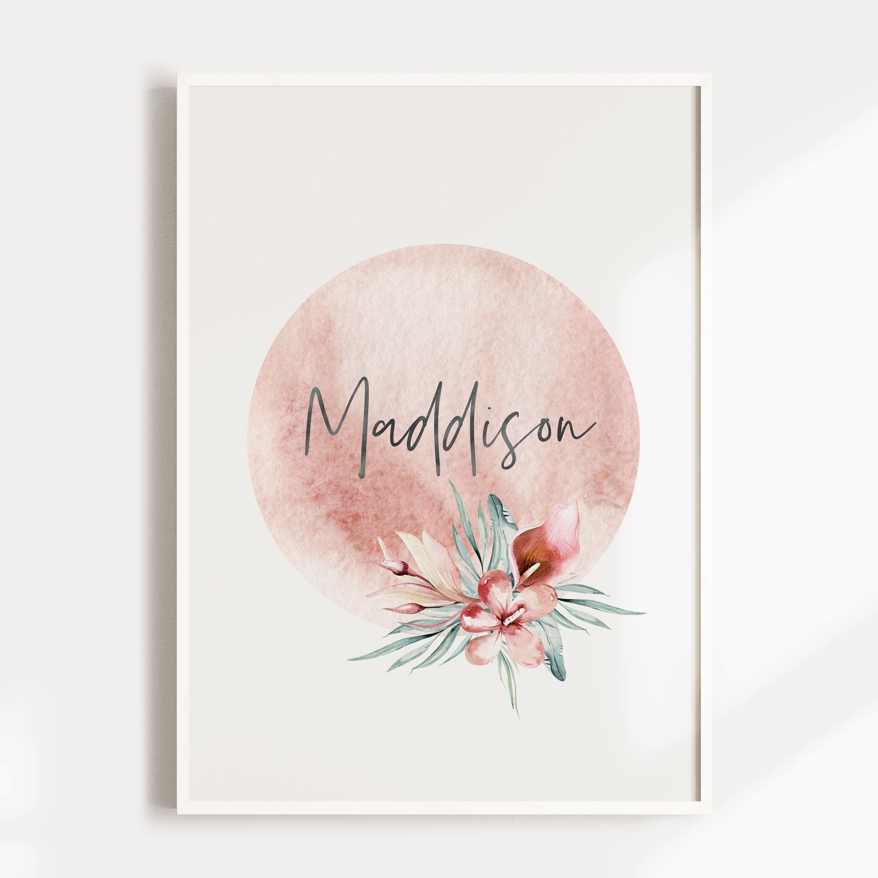 Safari Floral Wreath Name Print