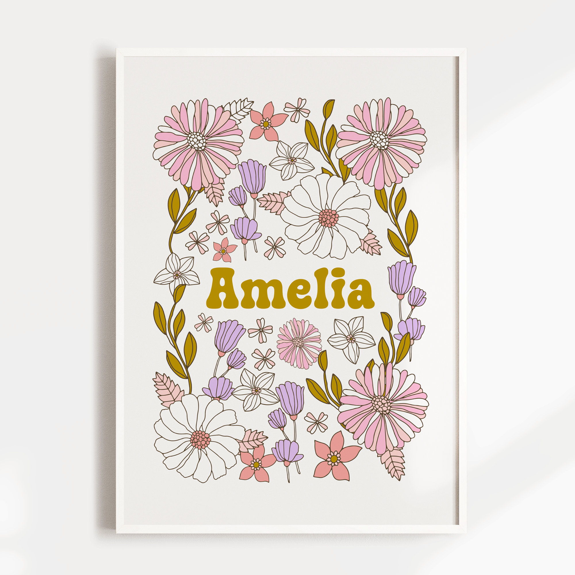 Retro Flower Name Print