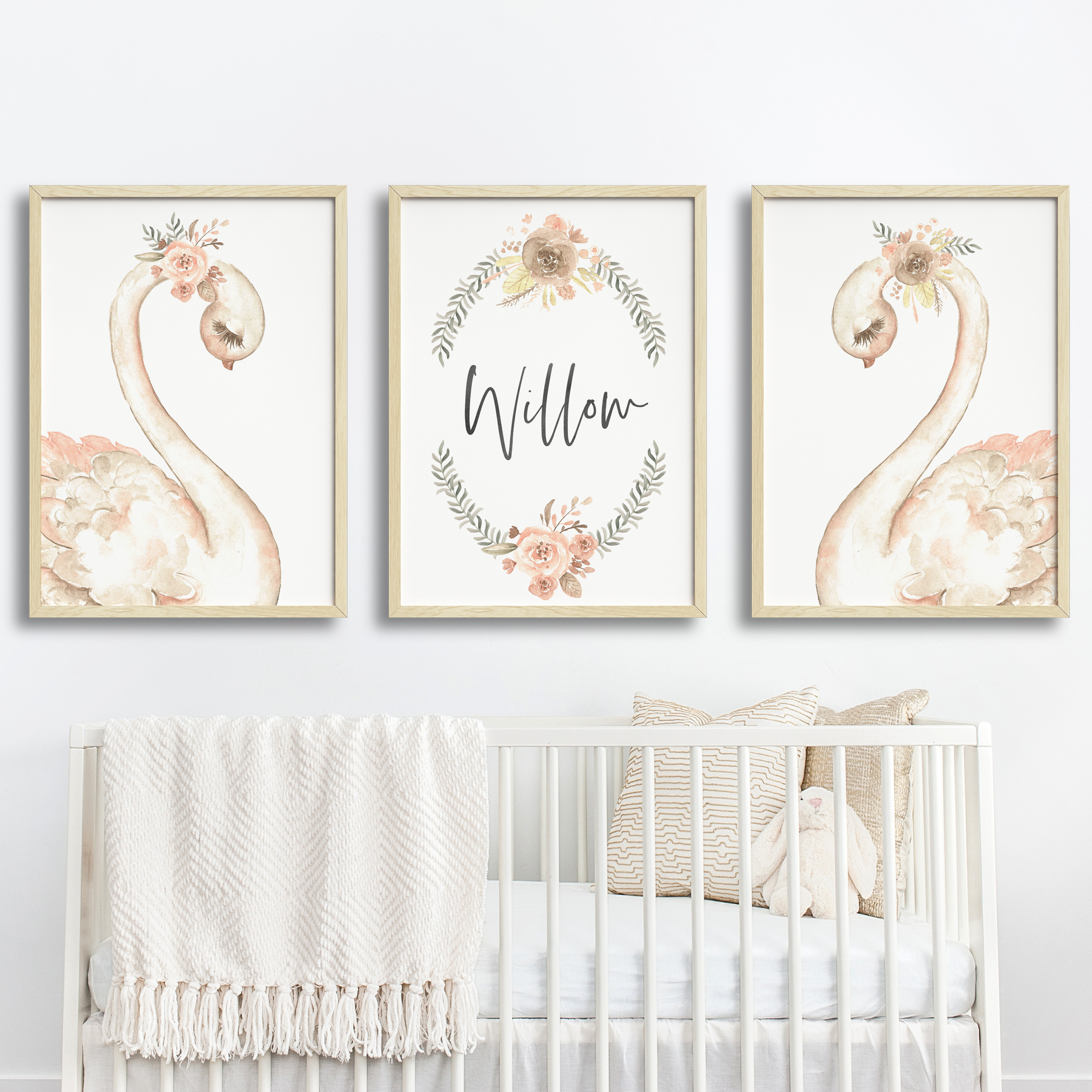 Watercolour Swans & Name Prints