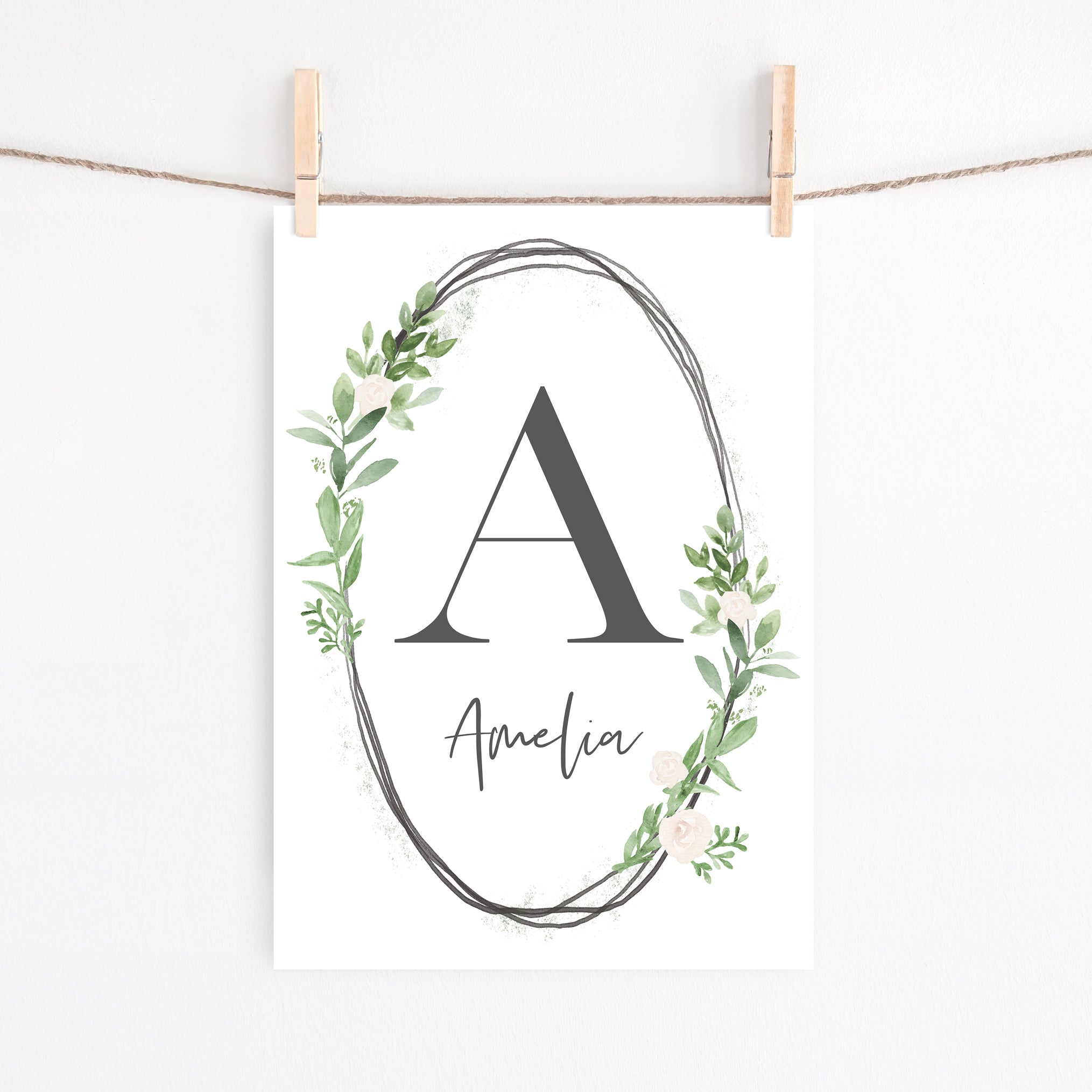 Greenery Name & Letter Print