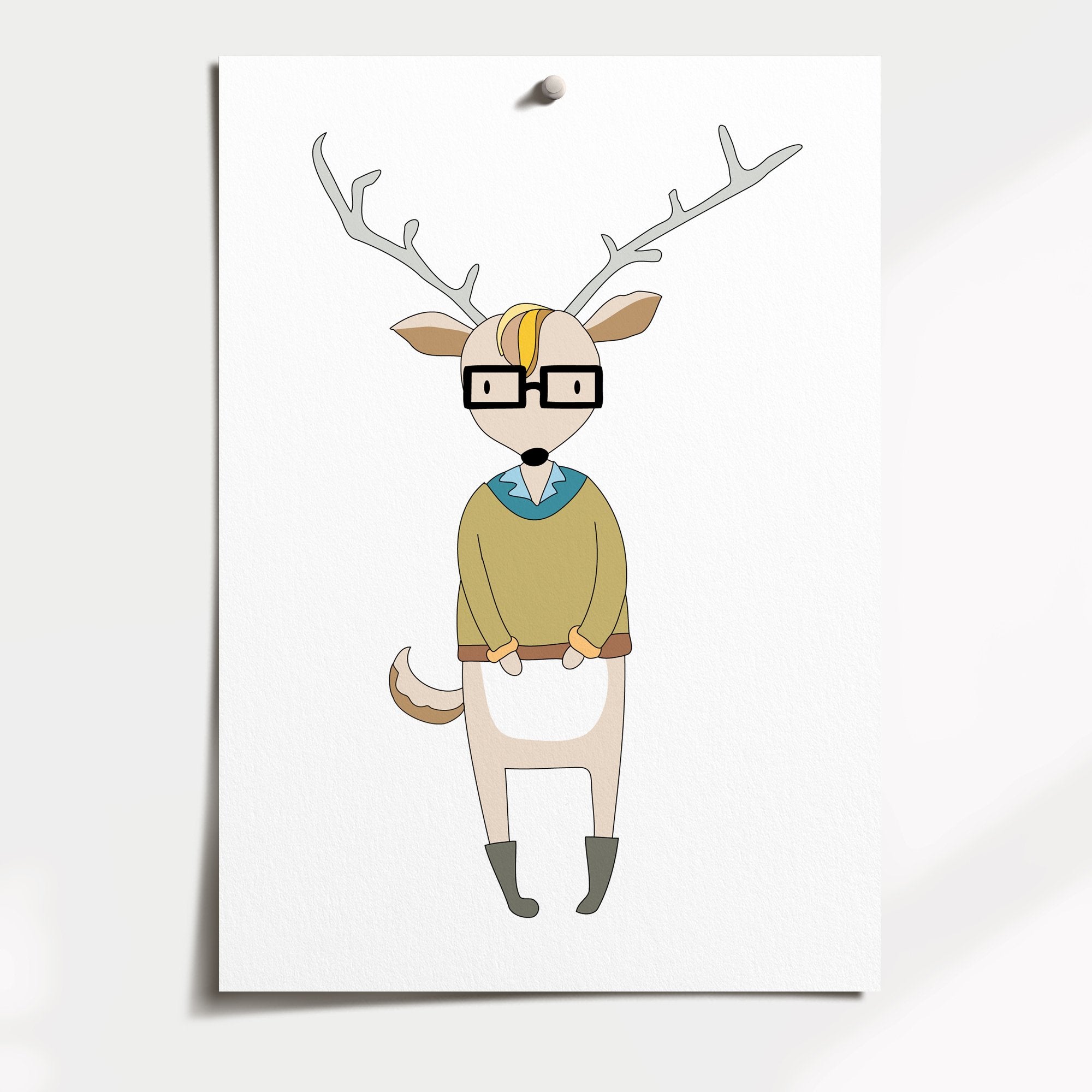 Hipster Deer Print