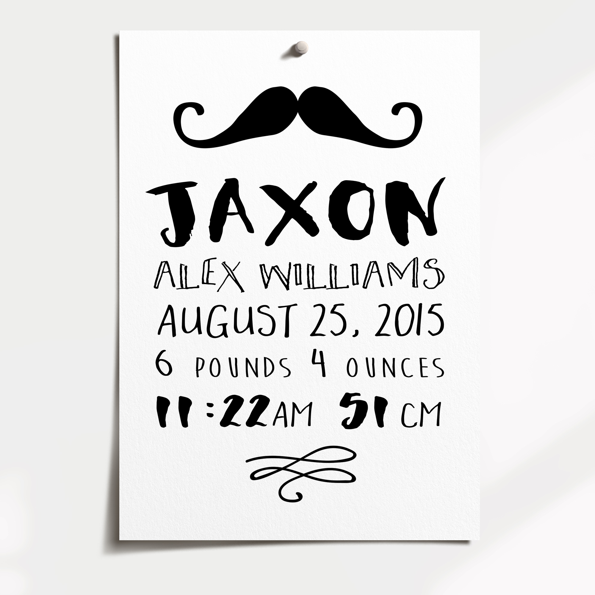 Moustache Birth Print