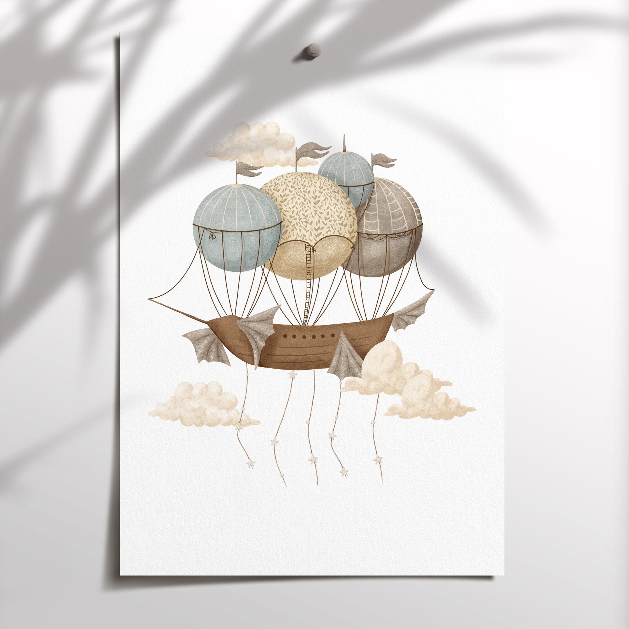 Hot Air Balloon Ship Print