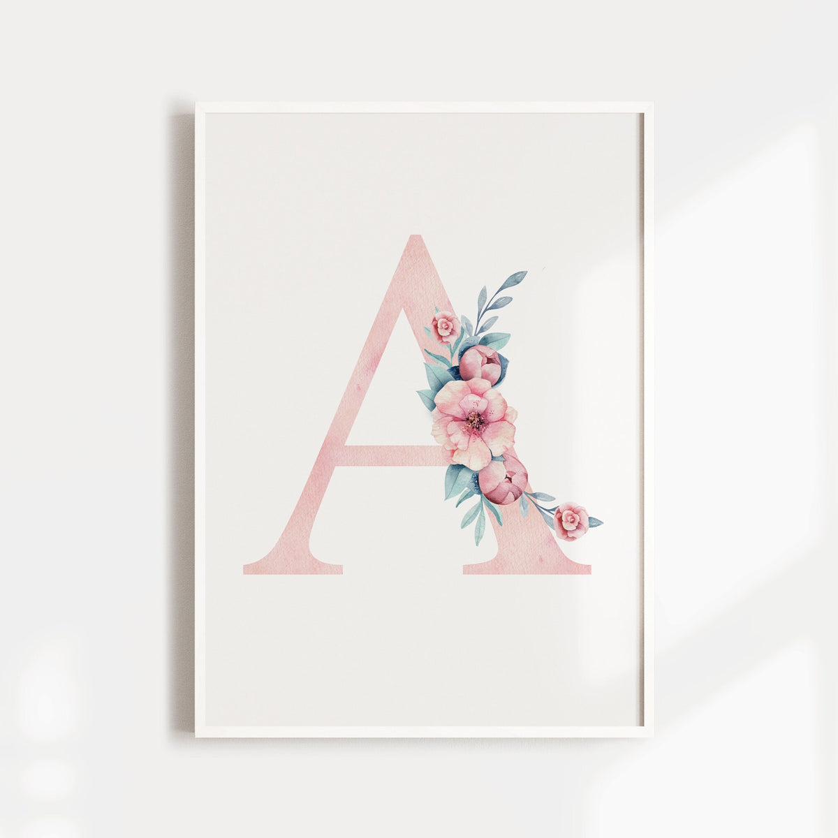 Nursery Prints, Nursery Wall Art, Girl, Pink, Floral, Swan Nursery, Baby Animal Prints, Woodland, Monogram Letter Print, Set of 3, Boho