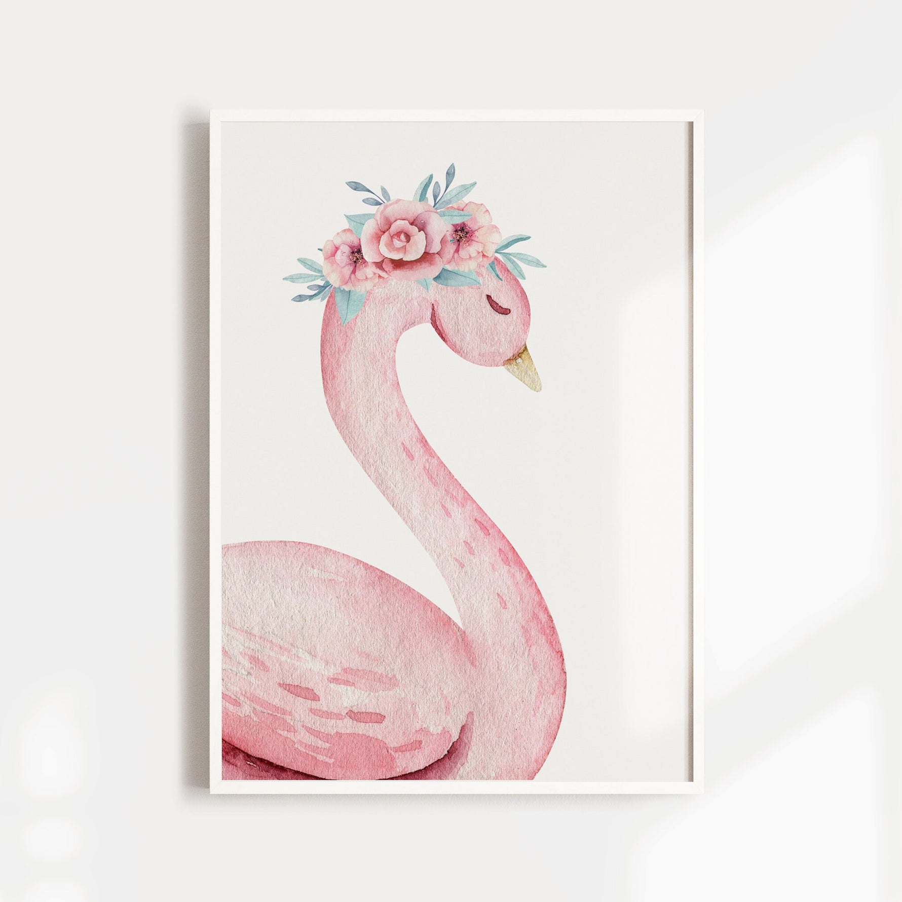 Nursery Prints, Nursery Wall Art, Girl, Pink, Floral, Swan Nursery, Baby Animal Prints, Woodland, Monogram Letter Print, Set of 3, Boho