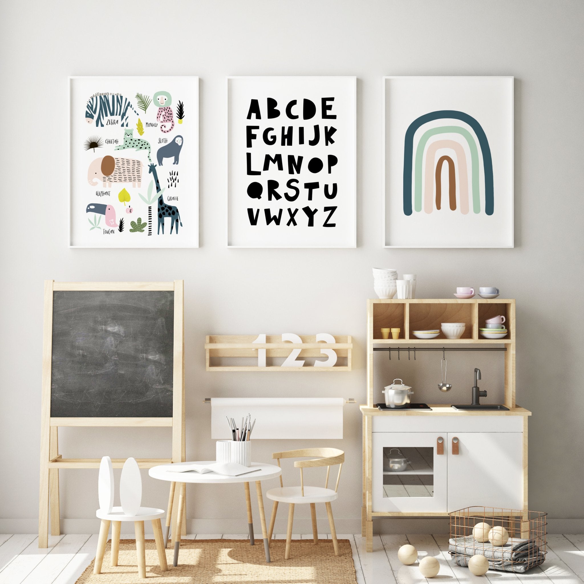Jungle Animals, Alphabet & Rainbow Prints