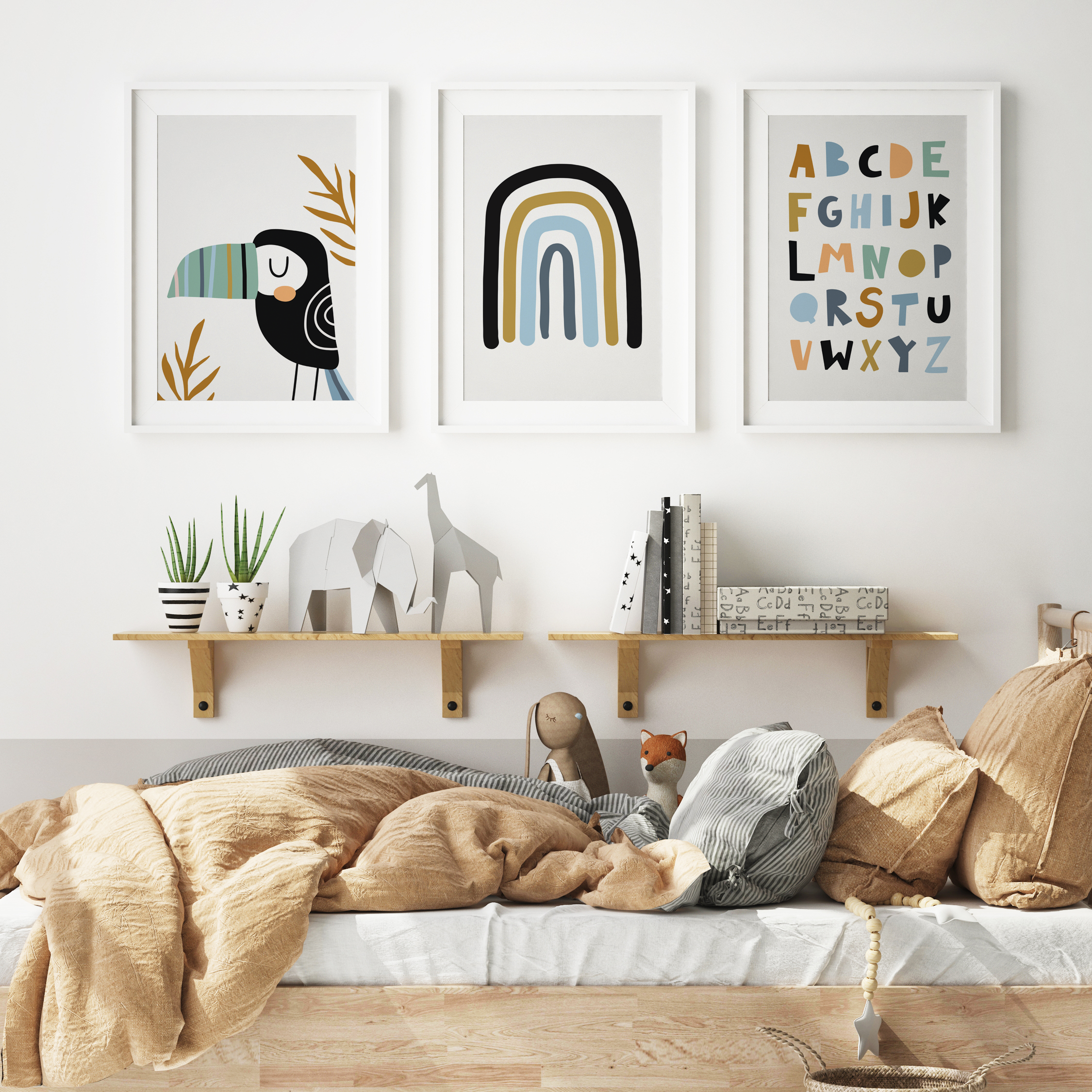 Toucan, Rainbow & Alphabet Prints