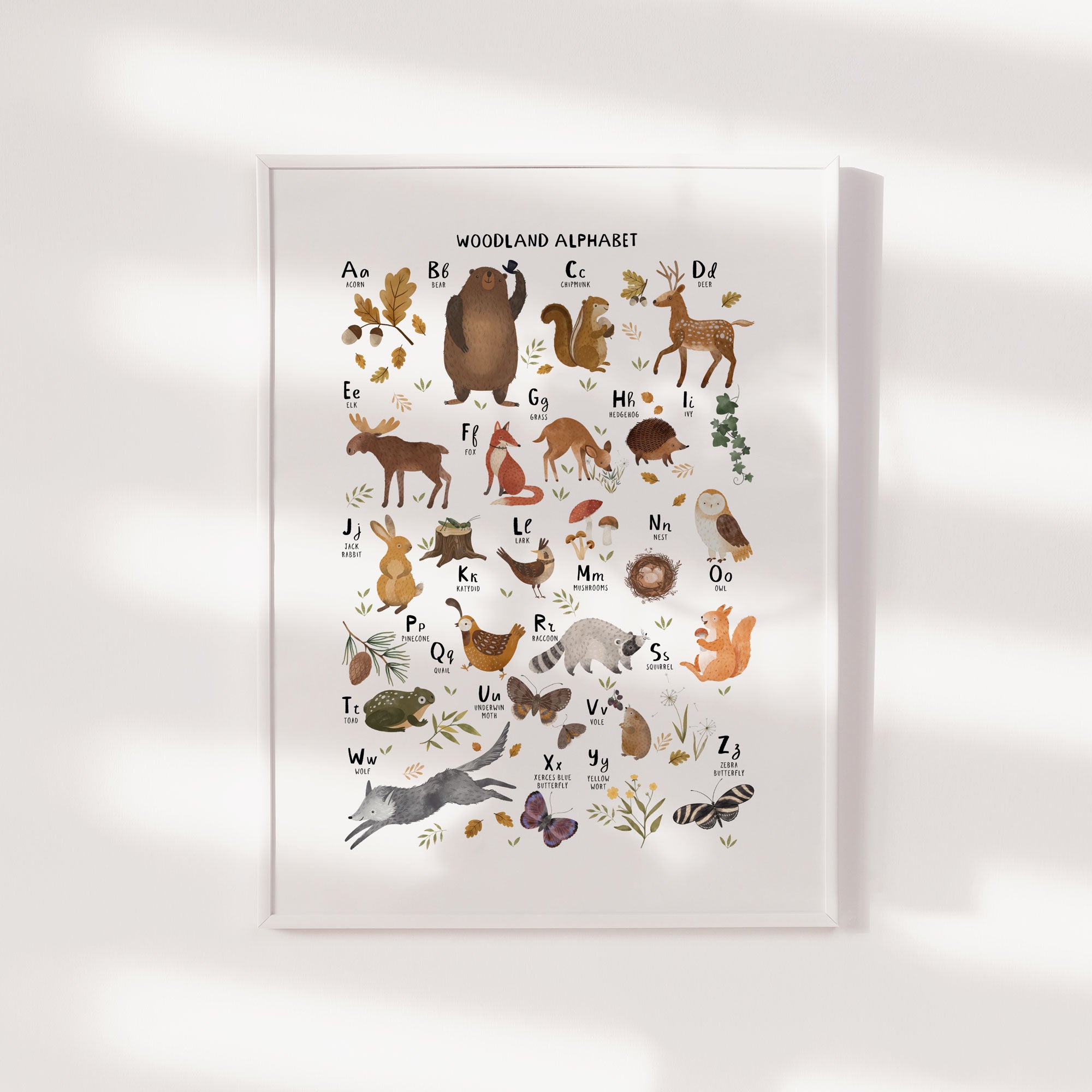 Woodland Animal Alphabet Print